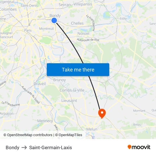 Bondy to Saint-Germain-Laxis map