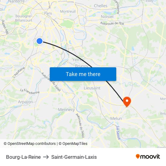 Bourg-La-Reine to Saint-Germain-Laxis map