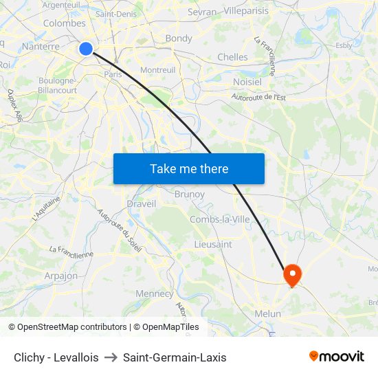 Clichy - Levallois to Saint-Germain-Laxis map