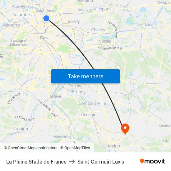 La Plaine Stade de France to Saint-Germain-Laxis map