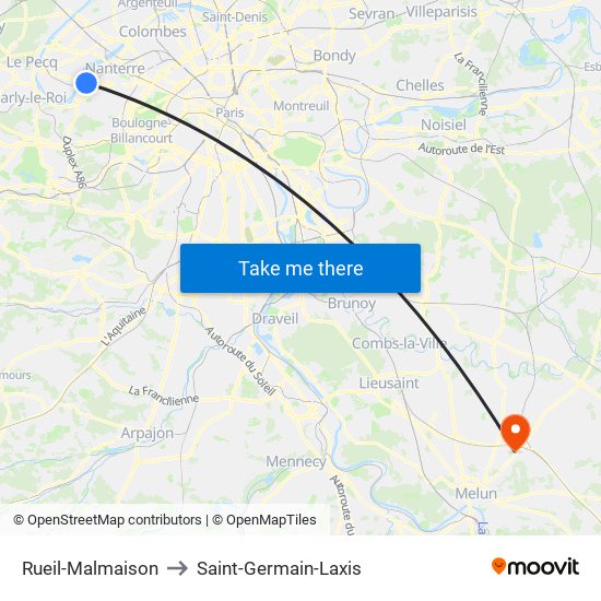Rueil-Malmaison to Saint-Germain-Laxis map