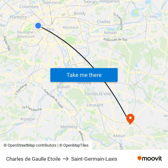 Charles de Gaulle Etoile to Saint-Germain-Laxis map