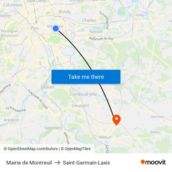 Mairie de Montreuil to Saint-Germain-Laxis map