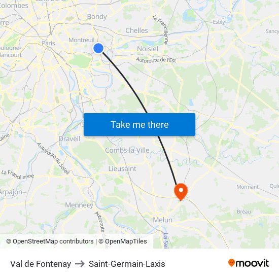 Val de Fontenay to Saint-Germain-Laxis map
