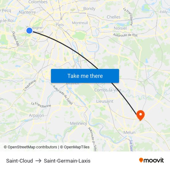 Saint-Cloud to Saint-Germain-Laxis map