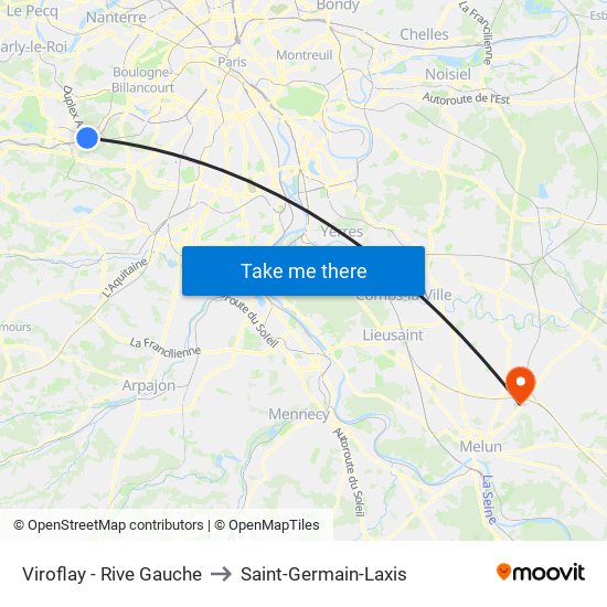 Viroflay - Rive Gauche to Saint-Germain-Laxis map