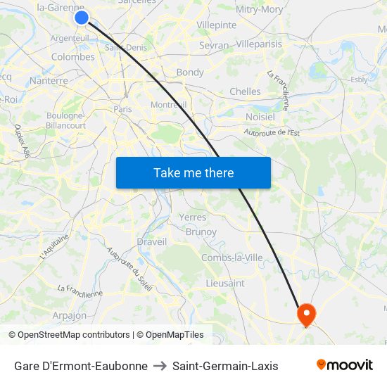 Gare D'Ermont-Eaubonne to Saint-Germain-Laxis map