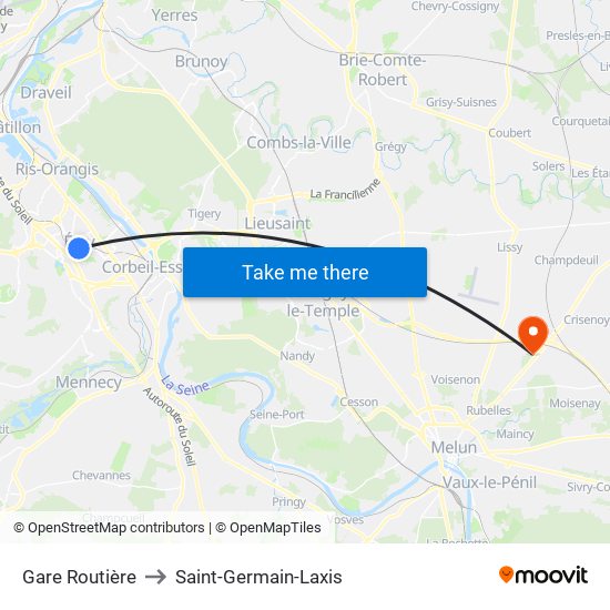 Gare Routière to Saint-Germain-Laxis map