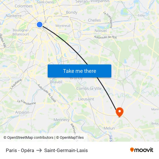Paris - Opéra to Saint-Germain-Laxis map