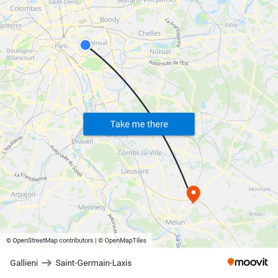 Gallieni to Saint-Germain-Laxis map