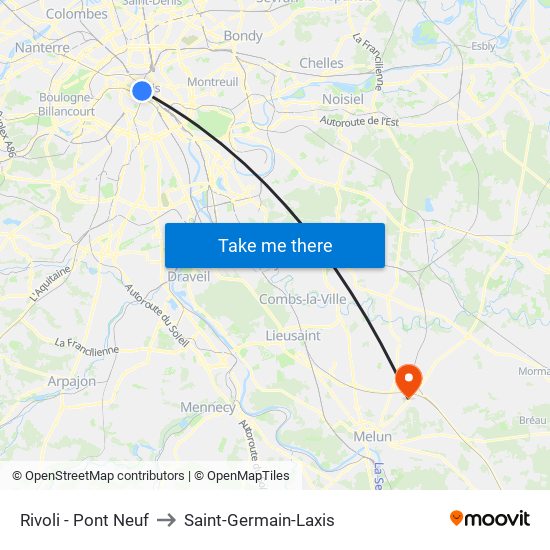 Rivoli - Pont Neuf to Saint-Germain-Laxis map