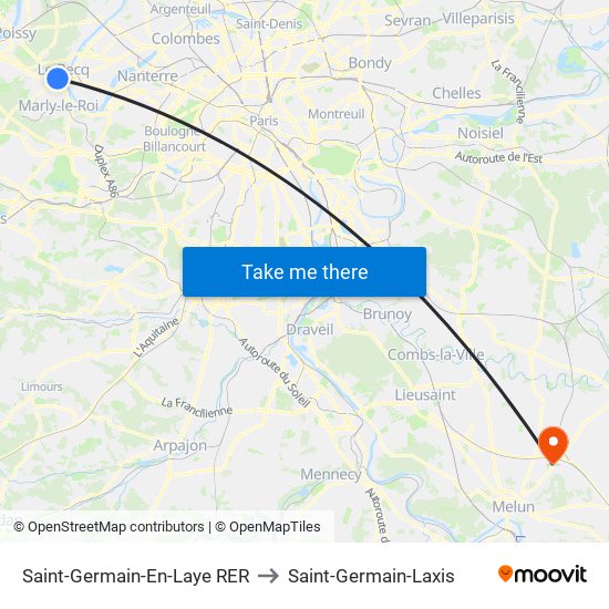 Saint-Germain-En-Laye RER to Saint-Germain-Laxis map