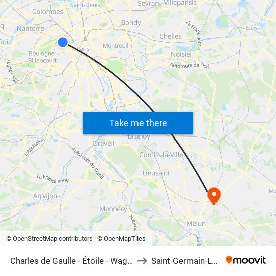 Charles de Gaulle - Étoile - Wagram to Saint-Germain-Laxis map