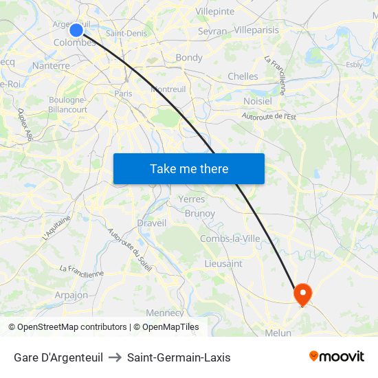 Gare D'Argenteuil to Saint-Germain-Laxis map