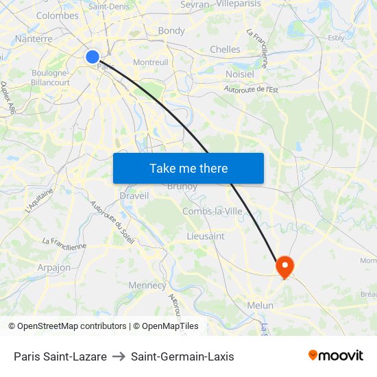Paris Saint-Lazare to Saint-Germain-Laxis map