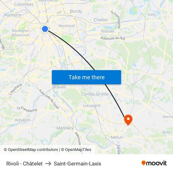 Rivoli - Châtelet to Saint-Germain-Laxis map