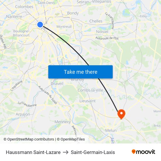Haussmann Saint-Lazare to Saint-Germain-Laxis map