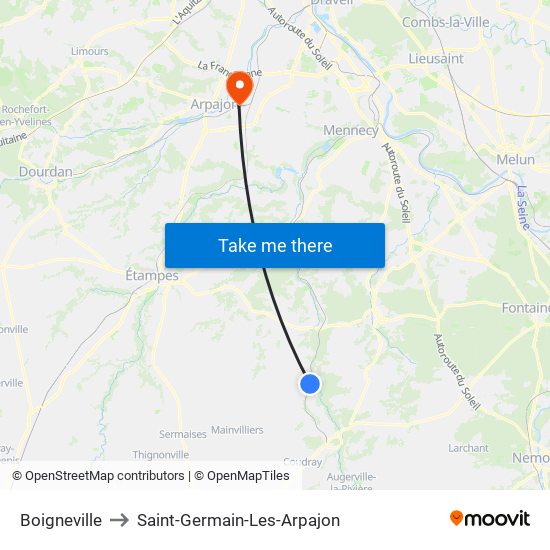 Boigneville to Saint-Germain-Les-Arpajon map