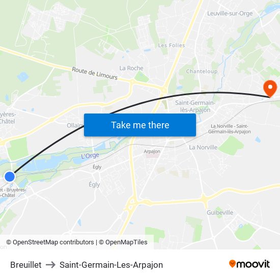 Breuillet to Saint-Germain-Les-Arpajon map