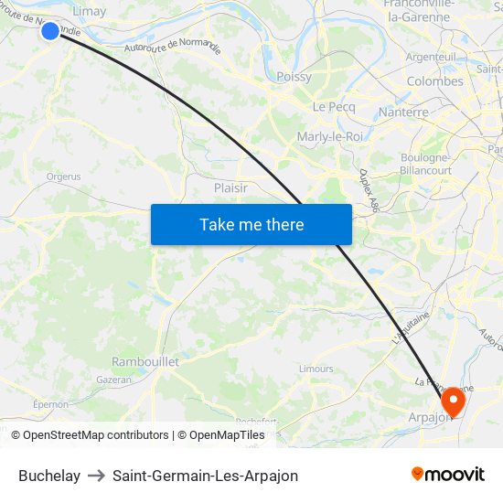 Buchelay to Saint-Germain-Les-Arpajon map