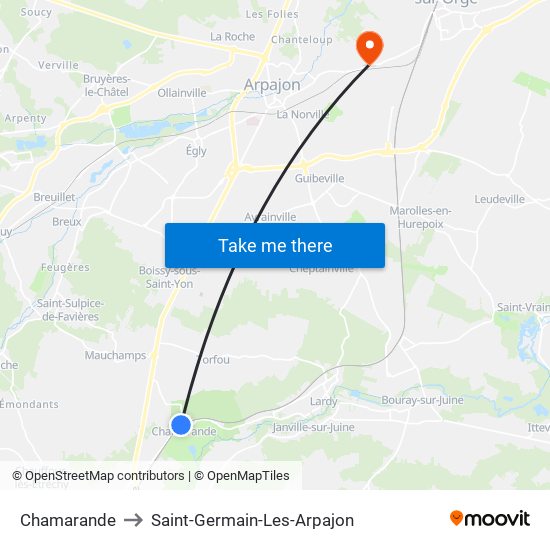 Chamarande to Saint-Germain-Les-Arpajon map