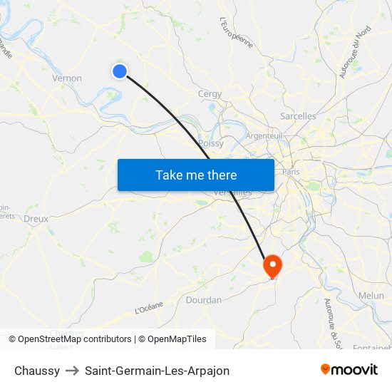 Chaussy to Saint-Germain-Les-Arpajon map