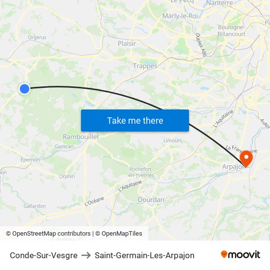 Conde-Sur-Vesgre to Saint-Germain-Les-Arpajon map