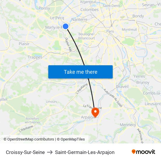 Croissy-Sur-Seine to Saint-Germain-Les-Arpajon map