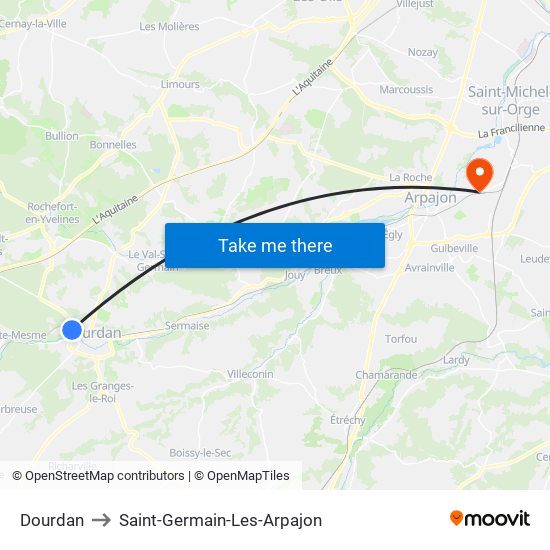 Dourdan to Saint-Germain-Les-Arpajon map