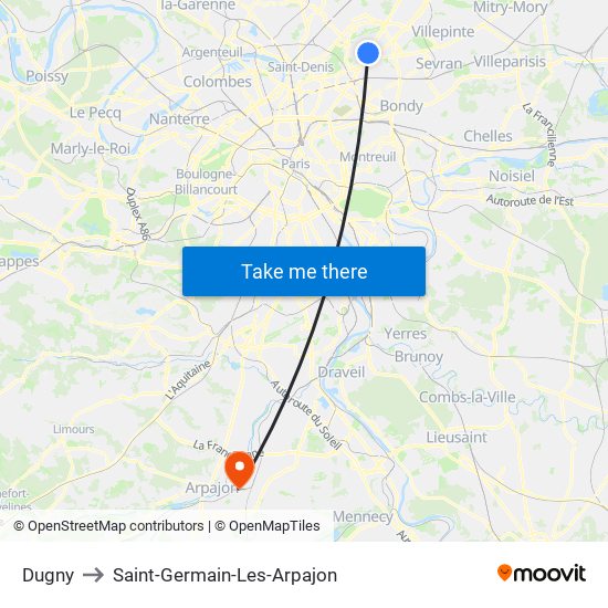 Dugny to Saint-Germain-Les-Arpajon map