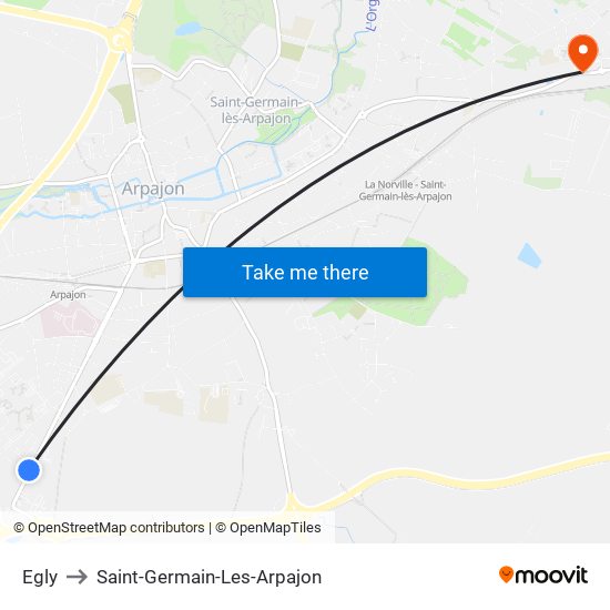 Egly to Saint-Germain-Les-Arpajon map