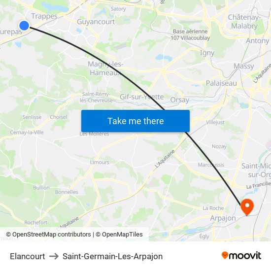 Elancourt to Saint-Germain-Les-Arpajon map