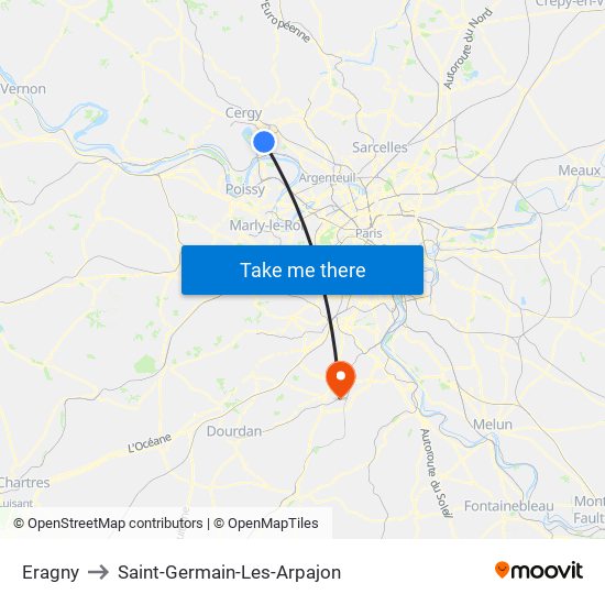 Eragny to Saint-Germain-Les-Arpajon map