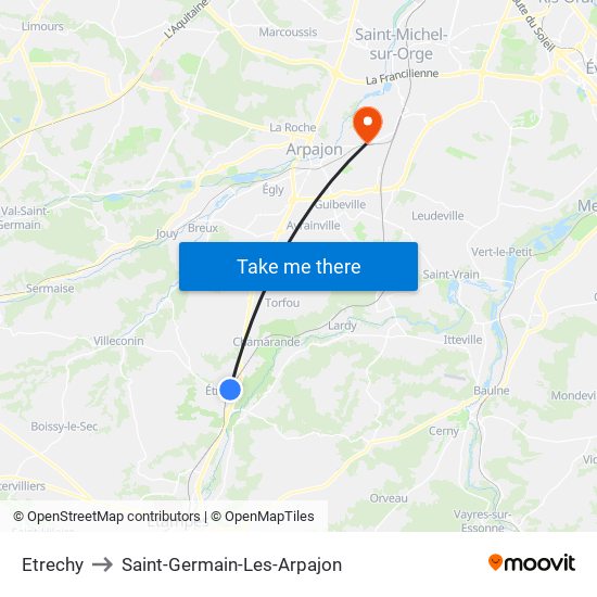 Etrechy to Saint-Germain-Les-Arpajon map