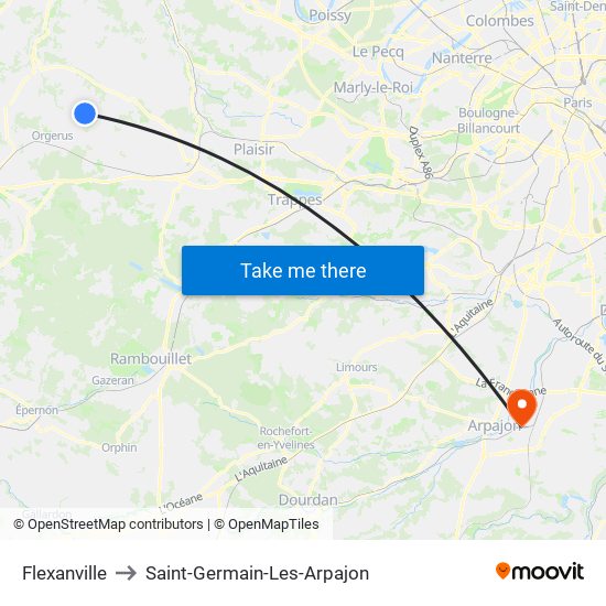 Flexanville to Saint-Germain-Les-Arpajon map