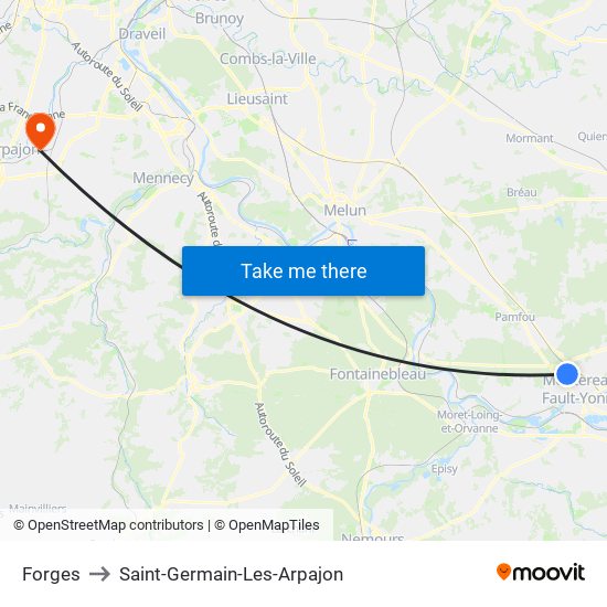 Forges to Saint-Germain-Les-Arpajon map