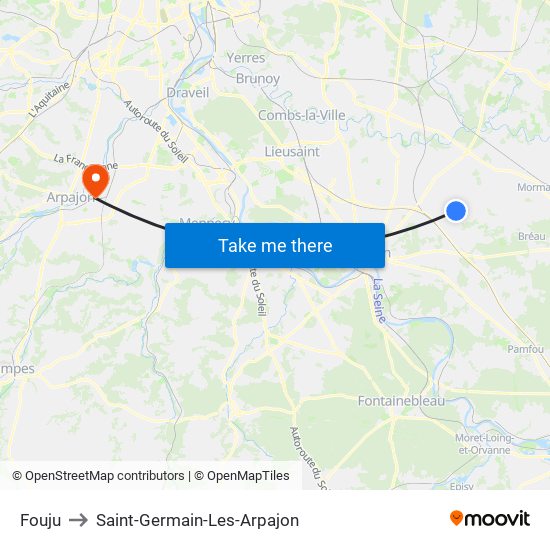 Fouju to Saint-Germain-Les-Arpajon map