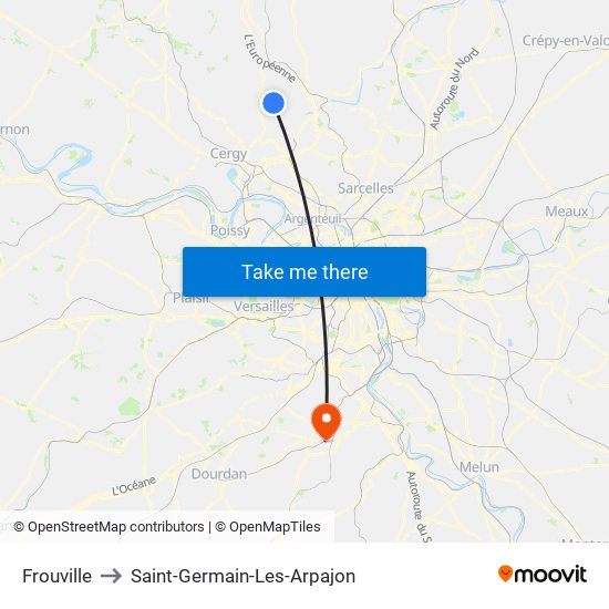 Frouville to Saint-Germain-Les-Arpajon map