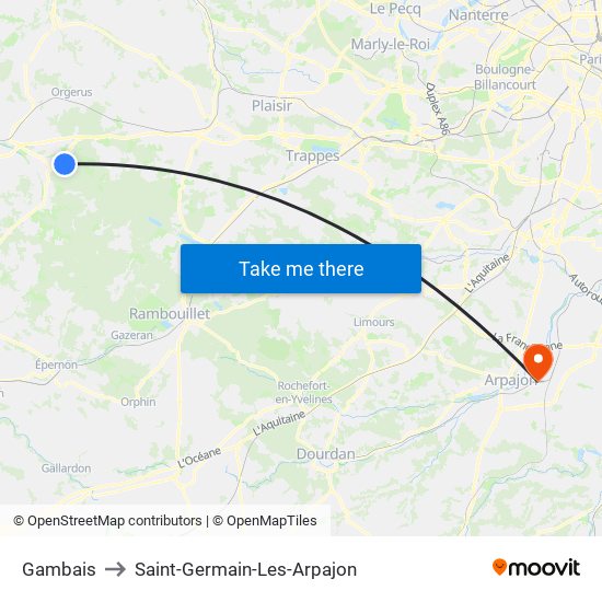 Gambais to Saint-Germain-Les-Arpajon map