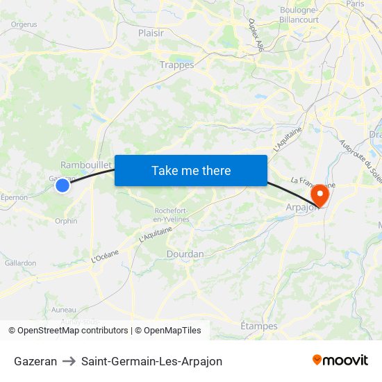 Gazeran to Saint-Germain-Les-Arpajon map