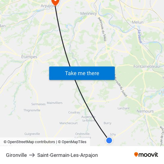 Gironville to Saint-Germain-Les-Arpajon map