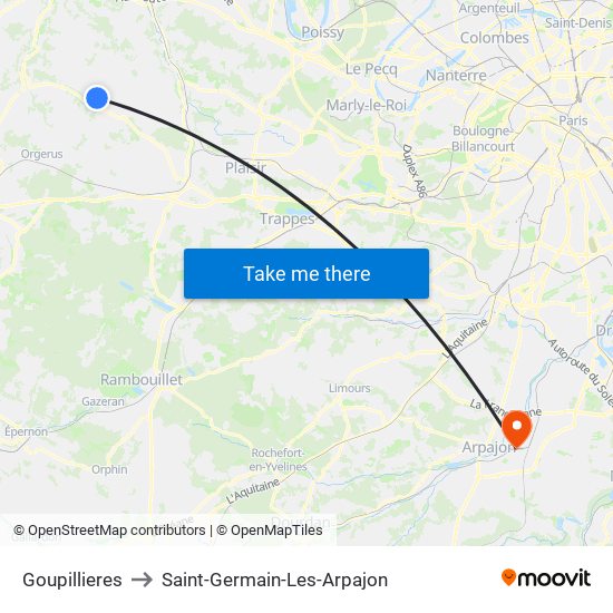 Goupillieres to Saint-Germain-Les-Arpajon map