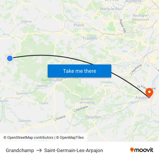 Grandchamp to Saint-Germain-Les-Arpajon map