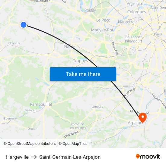 Hargeville to Saint-Germain-Les-Arpajon map