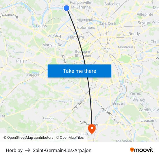 Herblay to Saint-Germain-Les-Arpajon map