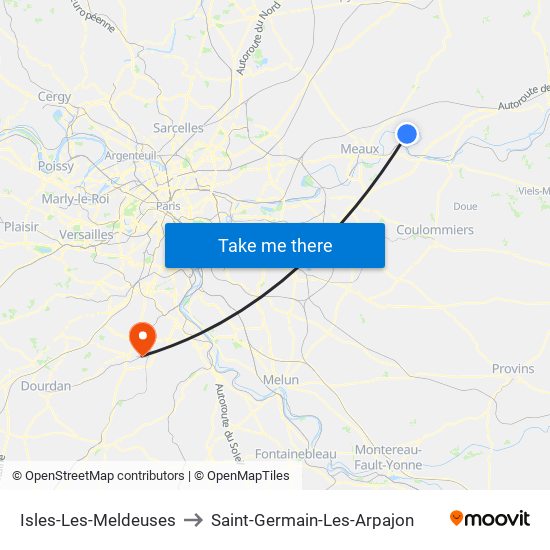 Isles-Les-Meldeuses to Saint-Germain-Les-Arpajon map