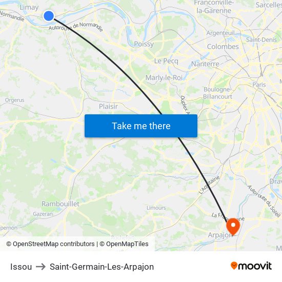 Issou to Saint-Germain-Les-Arpajon map