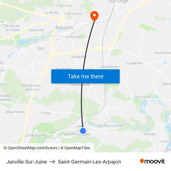 Janville-Sur-Juine to Saint-Germain-Les-Arpajon map