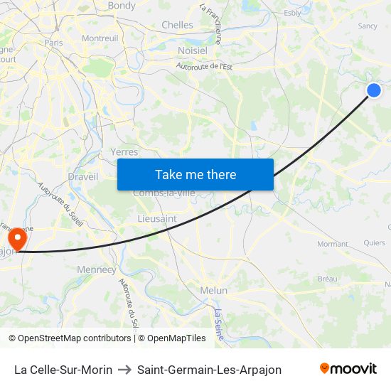 La Celle-Sur-Morin to Saint-Germain-Les-Arpajon map