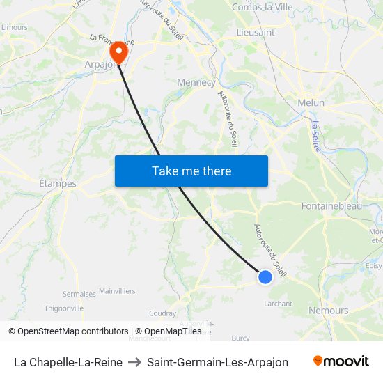 La Chapelle-La-Reine to Saint-Germain-Les-Arpajon map